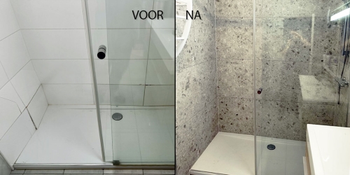 Herstelling douche voor en na